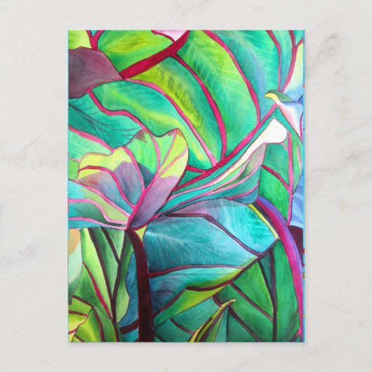 Carte Postale Blue Hawaii Tropical leaf folios art (Devant)