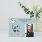 Carte Postale Blue Hello Spring Floral Immobilier Promotionnel (Debout devant)