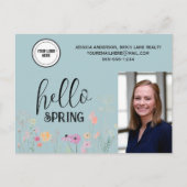 Carte Postale Blue Hello Spring Floral Immobilier Promotionnel (Devant)