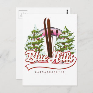 Carte Postale Blue Hills Massachusetts logo Ski