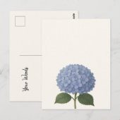 Carte Postale Blue Hydrangea Botanical Illustration Design (Devant / Derrière)