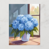 Carte Postale Blue Hydrangea Bouquet Floral Peinture (Devant)