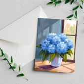 Carte Postale Blue Hydrangea Bouquet Floral Peinture