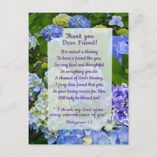 Carte postale Blue Hydrangea Christian Merci
