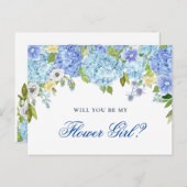 Carte Postale Blue Hydrangea Floral Vous Serez Ma Fille Fleur (Devant / Derrière)