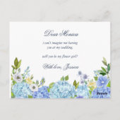 Carte Postale Blue Hydrangea Floral Vous Serez Ma Fille Fleur (Dos)