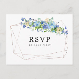 Carte postale Blue Hydrangea Floral Wedal RSVP