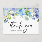 Carte Postale Blue Hydrangea Hiver Mariage Floral Merci (Devant)