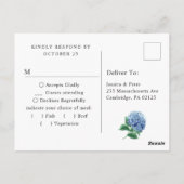 Carte Postale Blue Hydrangea Lantern Bois RSVP Choix de repas (Dos)