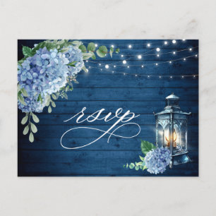 Carte Postale Blue Hydrangea Lantern Bois RSVP Choix de repas