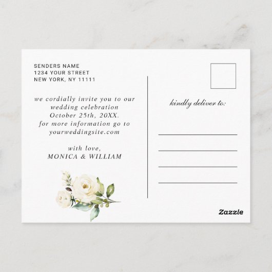 Carte Postale Blue Hydrangea Lantern Noir Mariage Enregistrer la (Dos)