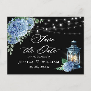 Carte Postale Blue Hydrangea Lantern Noir Mariage Enregistrer la