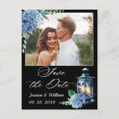 Carte Postale Blue Hydrangea Lantern PHOTO Mariage Enregistrer l (Devant)