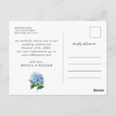 Carte Postale Blue Hydrangea Lantern Wedding Enregistrer la date (Dos)