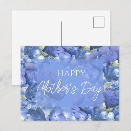 Carte Postale Blue Hydrangeas Blooms fête des mères (Devant / Derrière)