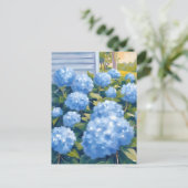 Carte Postale Blue Hydrangeas New England Coastal Watercolor (Debout devant)