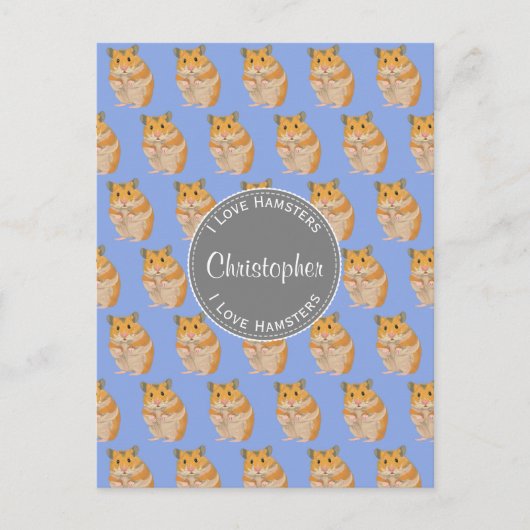 Carte Postale Blue I love Hamsters Hamster Motif (Devant)