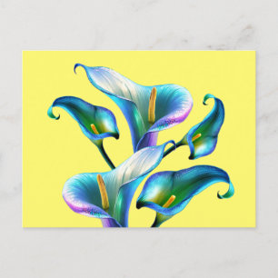 Carte Postale Blue Iridescente Holographique Calla Lilies