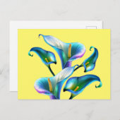 Carte Postale Blue Iridescente Holographique Calla Lilies (Devant / Derrière)