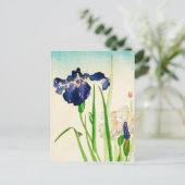 Carte Postale Blue Iris - imprimé japonais aquarelle (Debout devant)