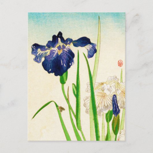 Carte Postale Blue Iris - imprimé japonais aquarelle (Devant)