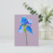 Carte Postale Blue Iris moderne aquarelle florale art (Debout devant)