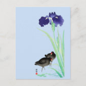 Carte Postale Blue Irises and Moorhens par Ohara Koson (Devant)