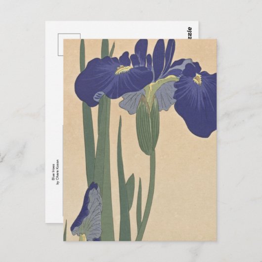 Carte Postale Blue Irises par Ohara Koson (Devant / Derrière)