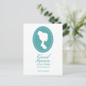 Carte Postale Blue Jane Austen Bonne Opinion Perdue Citation Cad (Debout devant)