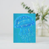 Carte Postale Blue Jellyfish Painting (Debout devant)