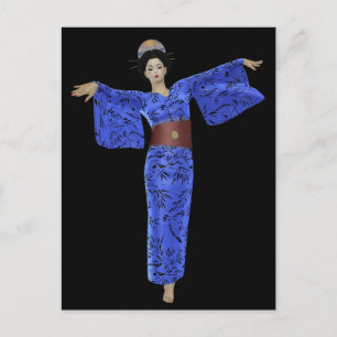 Carte postale Blue Kimono Geisha