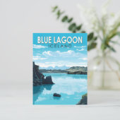 Carte Postale Blue Lagoon Islande Travel Art Vintage (Debout devant)