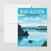Carte Postale Blue Lagoon Islande Travel Art Vintage (Devant / Derrière)