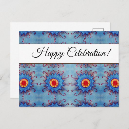Carte postale Blue Mandala Custom Celebration (Devant / Derrière)
