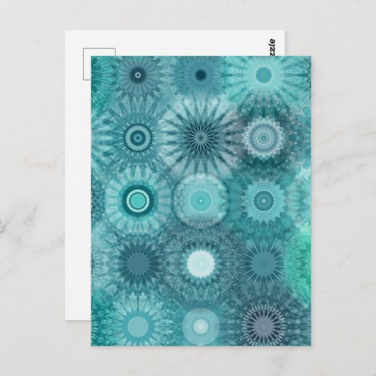 Carte Postale Blue Mandalas Abstrait Ornate Motif (Devant / Derrière)