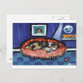 Carte Postale Blue Merle Australian Shepherd dans le lit (Devant / Derrière)