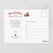 Carte Postale Blue Merle Rough Collie & Kitty, Magique Noël - (Dos)