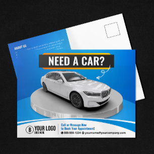 Carte Postale Blue Modern Luxe Location De Voiture Automobile Lo