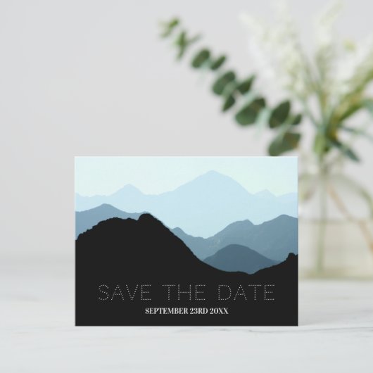 Carte Postale Blue Mountain Range, Mariage Rustique Enregistrer  (Debout devant)