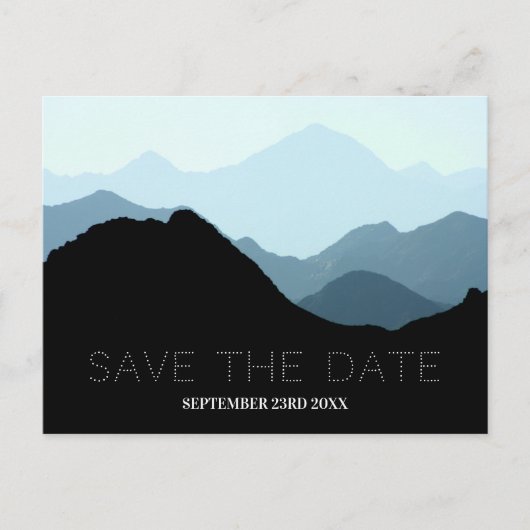 Carte Postale Blue Mountain Range, Mariage Rustique Enregistrer  (Devant)