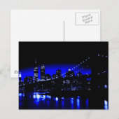 Carte postale Blue New York City Brooklyn Bridge (Devant / Derrière)