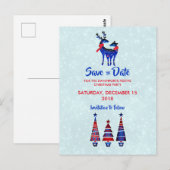 Carte Postale Blue Nordic Christmas Reindeer Pair Enregistrer La (Devant / Derrière)