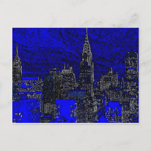Carte Postale Blue Pop Art New York