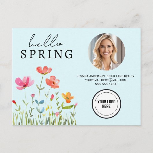 Carte Postale Blue Professional Hello Spring Immobilier (Devant)