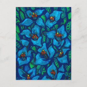 Carte Postale Blue Puya Fleurs Exotiques Abstraite peinture flor