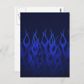 Carte Postale Blue Racing Flames on Carbon Fiber (Devant / Derrière)