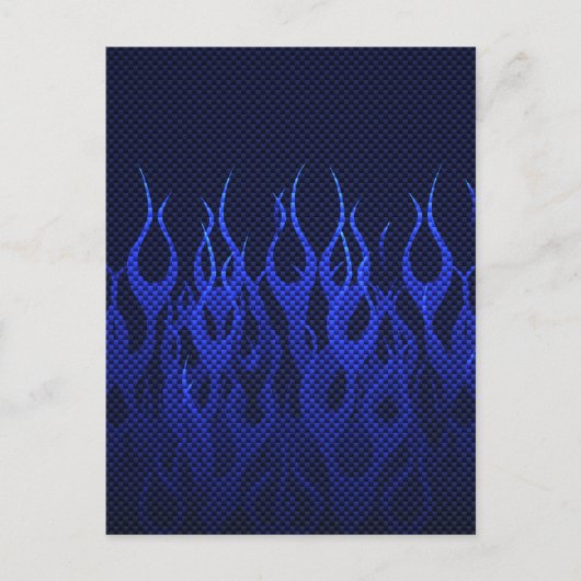 Carte Postale Blue Racing Flames on Carbon Fiber (Devant)