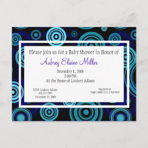 Carte Postale Blue Retro Cibles Baby shower Invitation