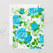 Carte Postale Blue Roses White (Devant / Derrière)