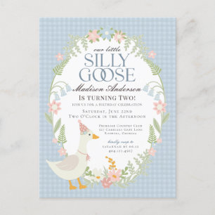 Carte Postale Blue Silly Goose Floral En vichy fête d'anniversai